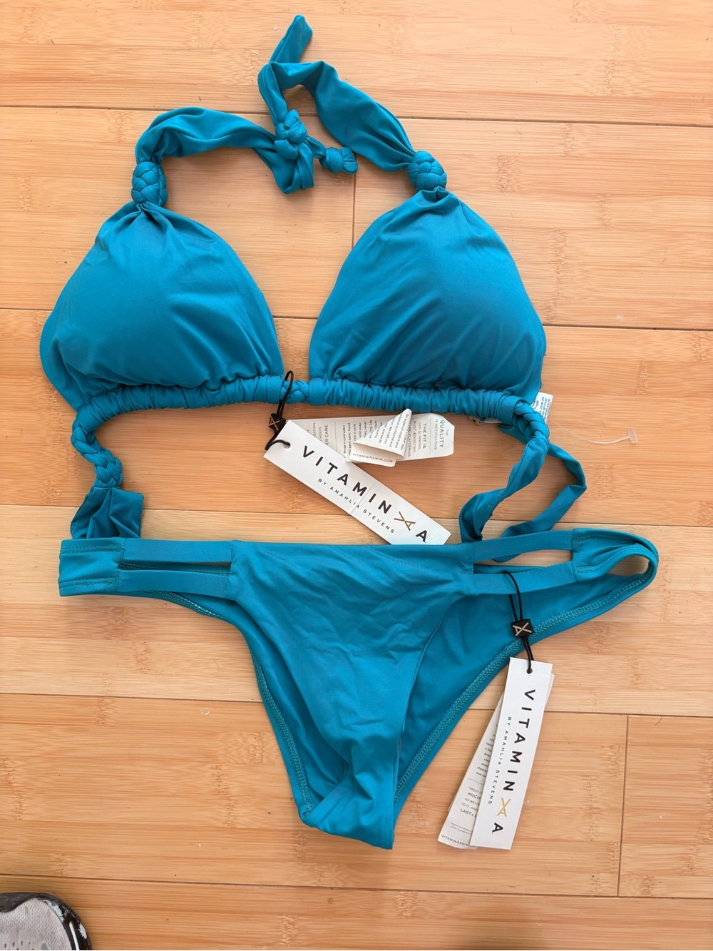 Vitamin A Teal Triangle Bikini Set NWT 10